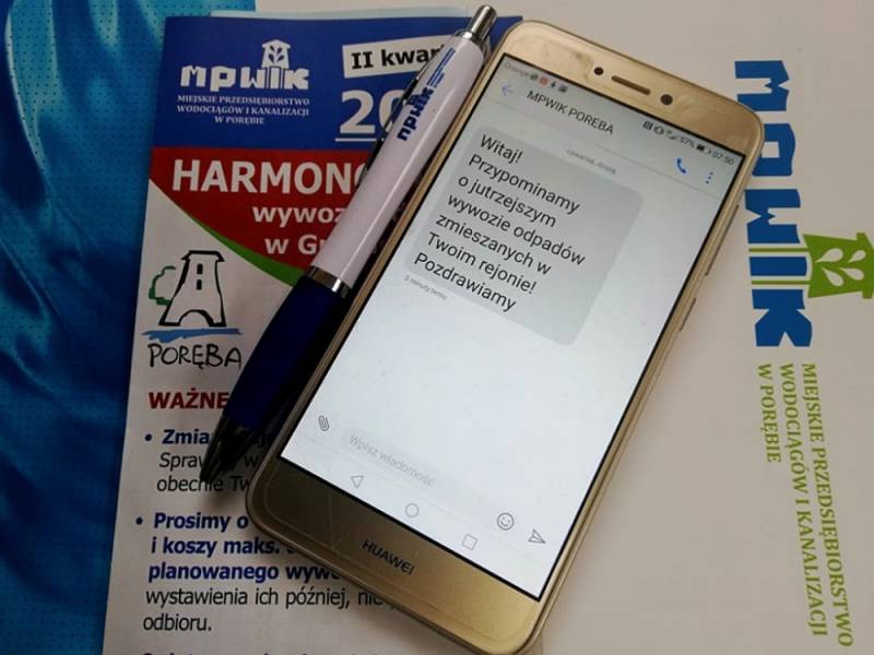 Zdjęcie: Powiadomienia SMS dotyczące wywozu odpadów
